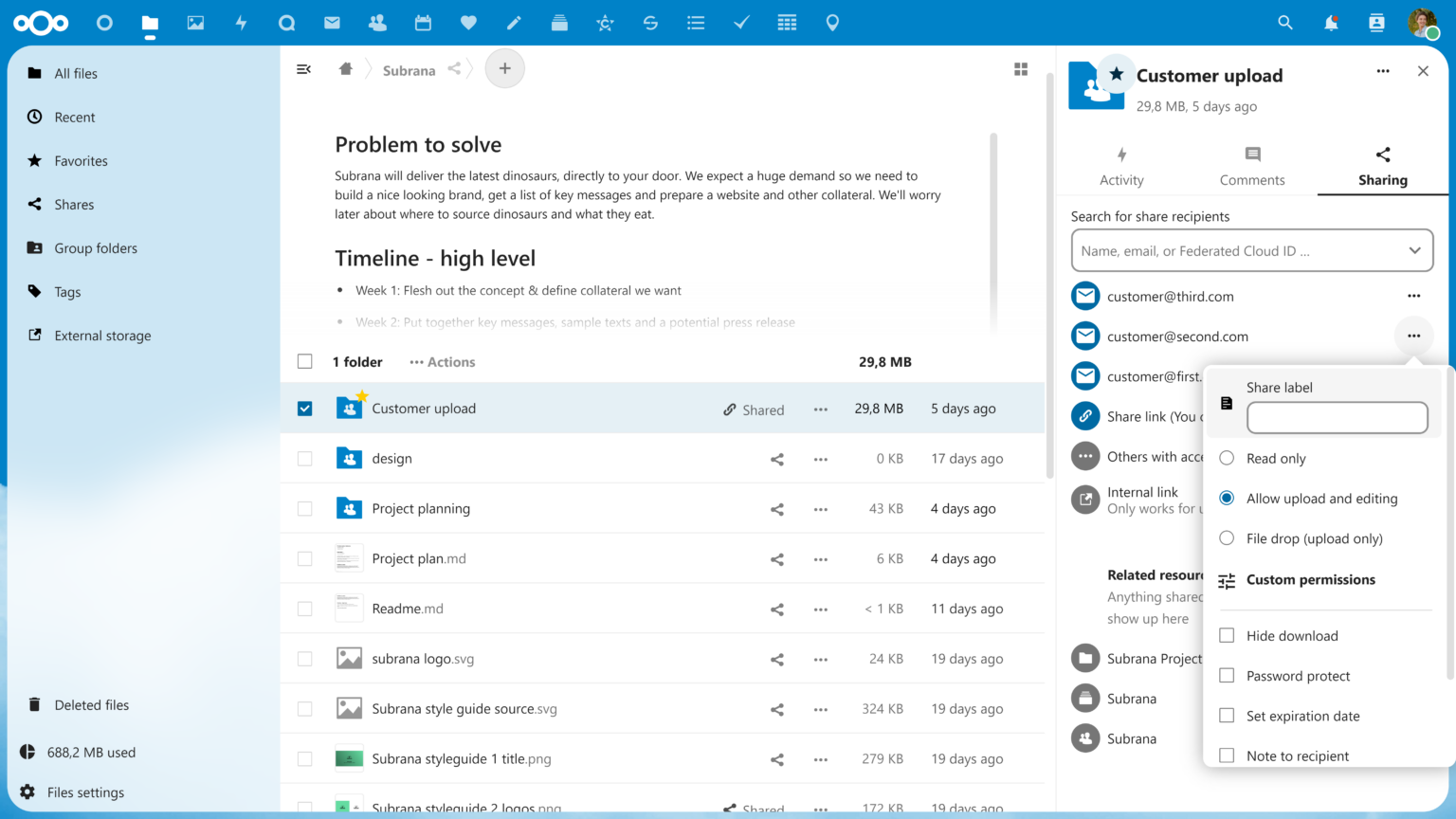 Nextcloud features that put you in control