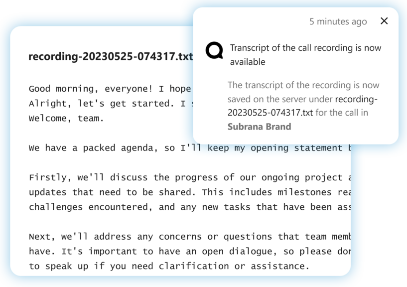 Transcription d'un appel Nextcloud Talk