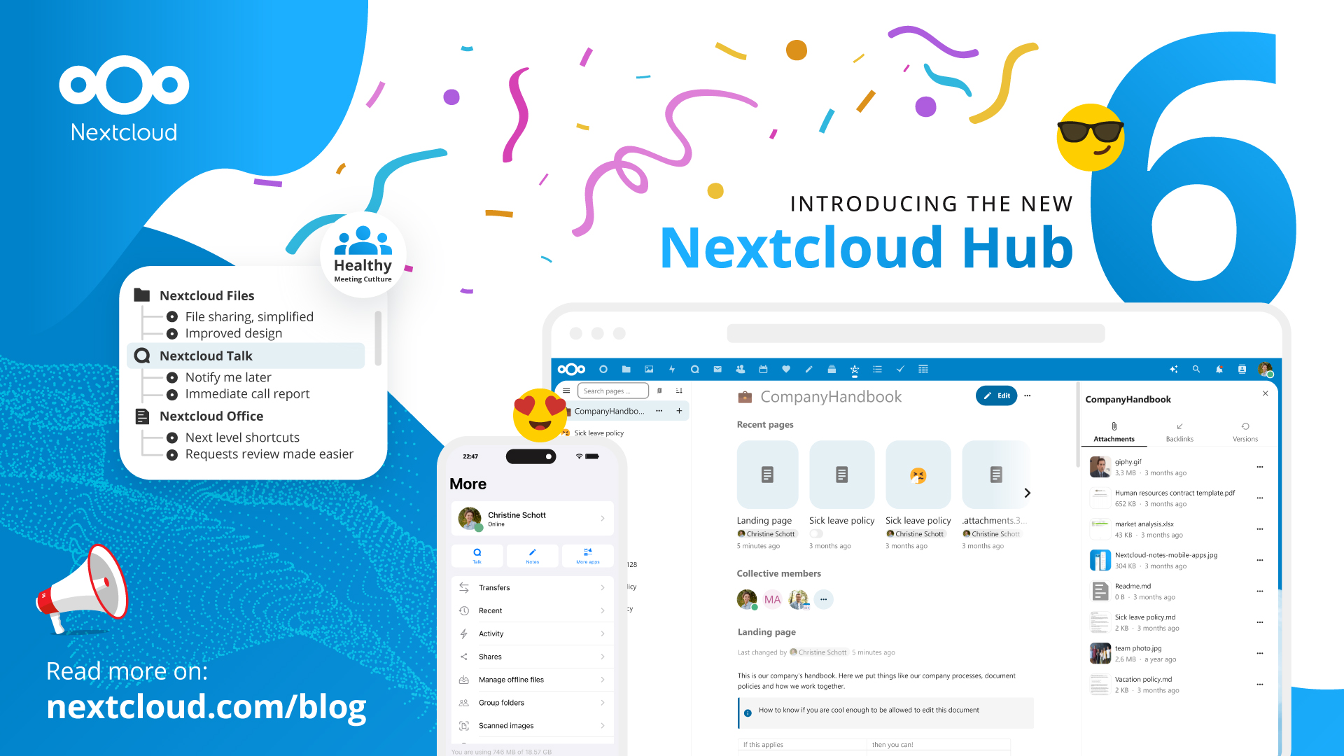 Our latest release supports a healthy meeting culture, introduces the Nextcloud Assistant and emphasizes user-centric design, transparency and user co