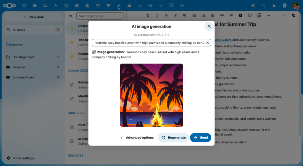 Generating images in Nextcloud with Dall-E - AI-powered content collaboration tools 