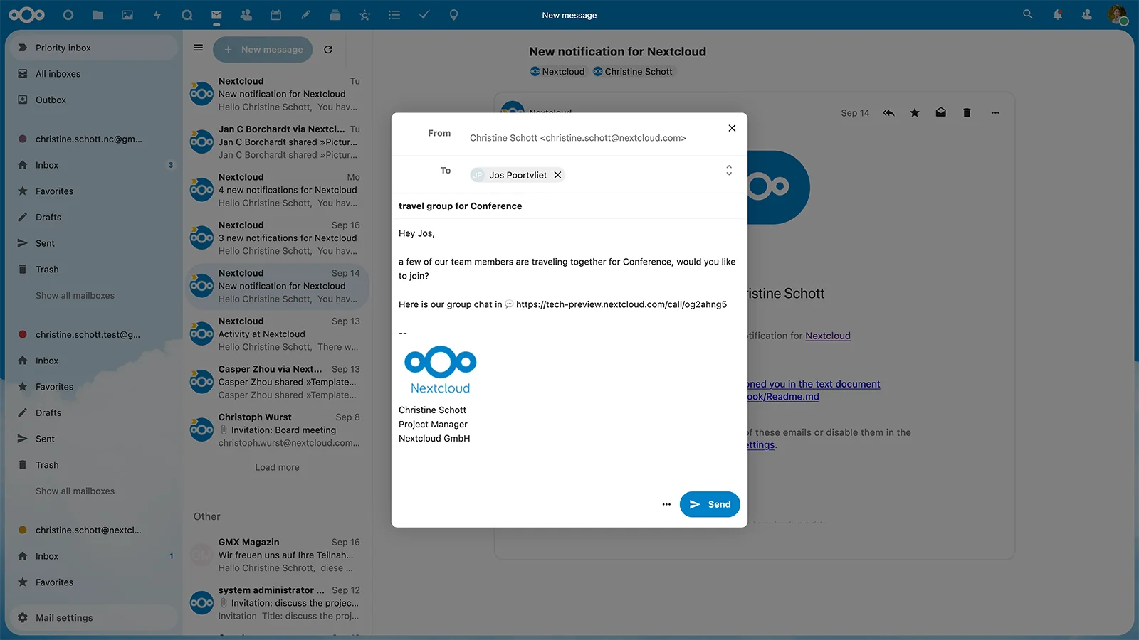 Nextcloud Groupware email signature