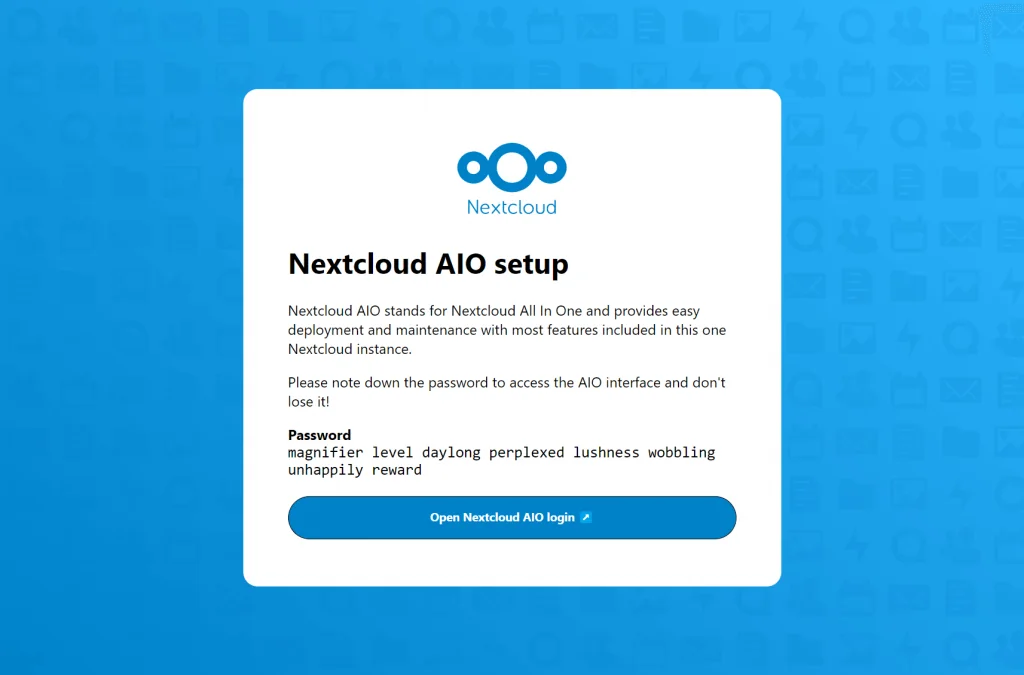 Nextcloud AIO setup