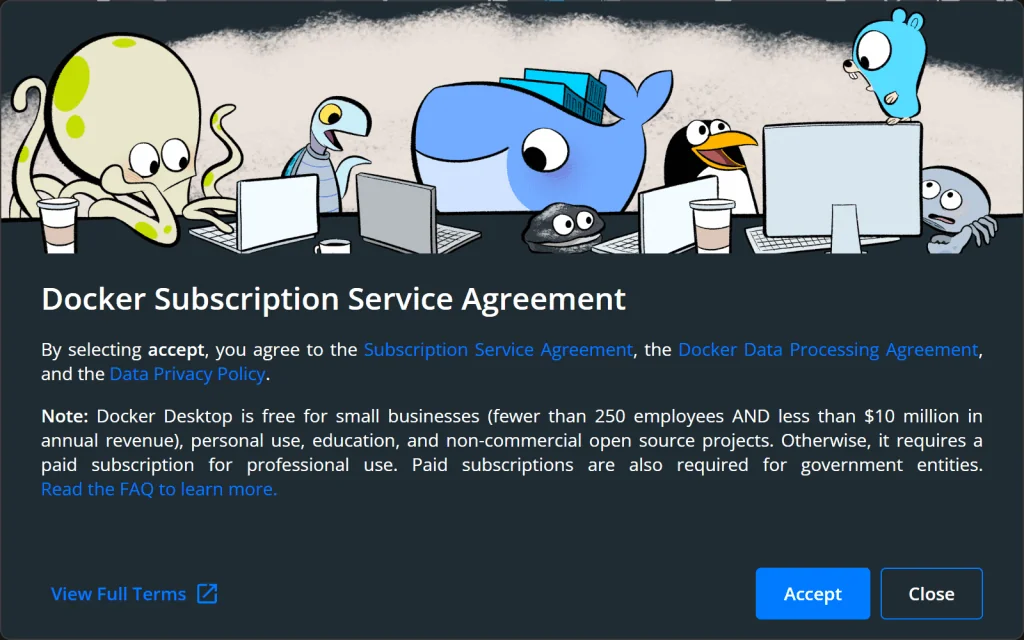 Docker Desktop service agreement