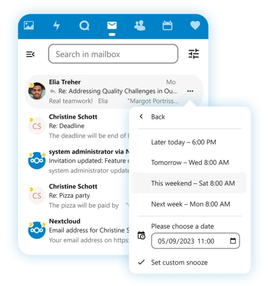 Nextcloud Mail - snooze email